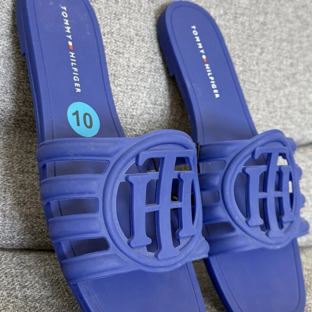 NEW! Tommy Hilfiger Women’s Logo Jelly Slide Sandals Color Blue Size 10 M